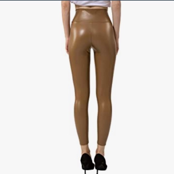 Women's Stretchy Faux Leather Leggings Pants, Sexy Red High Waisted Tights—-BNIP - Picture 3 of 5